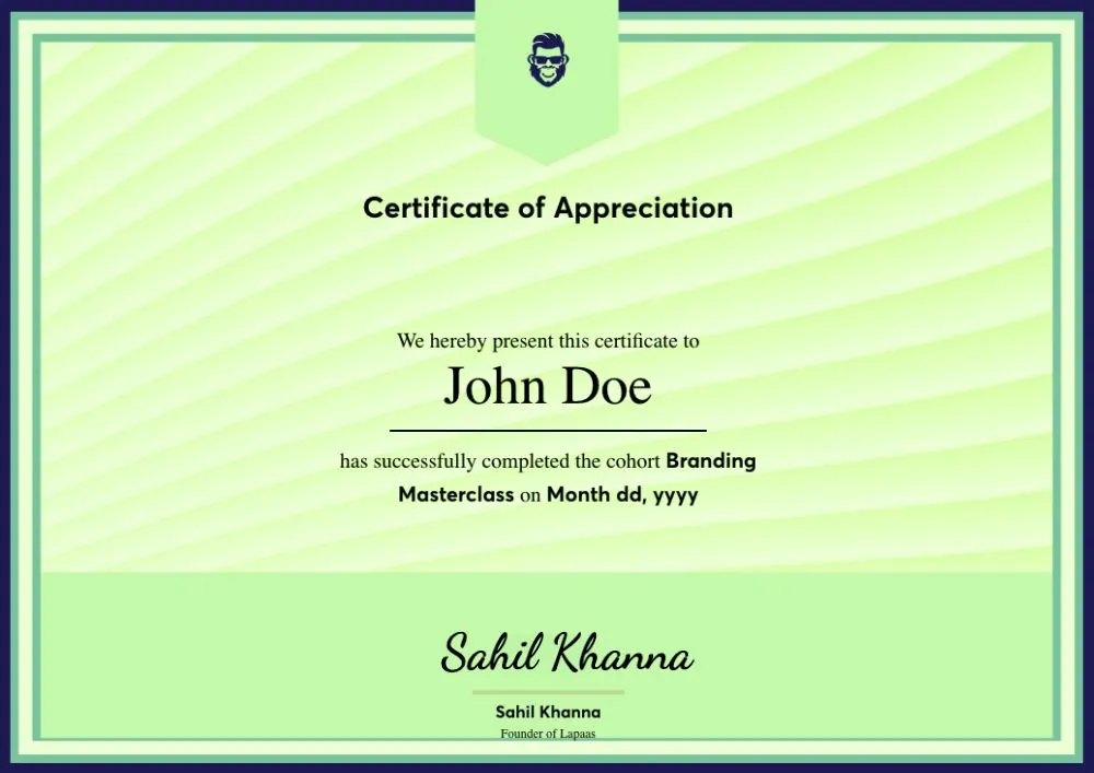 Certificate of Appreciation